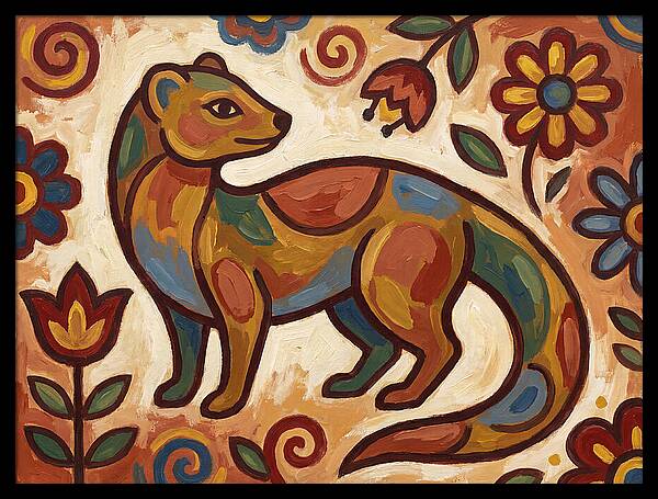 Mongoose In Vibrant Folk Art