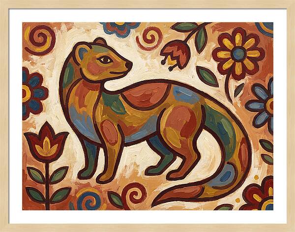 Mongoose In Vibrant Folk Art