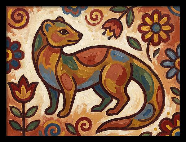 Mongoose In Vibrant Folk Art