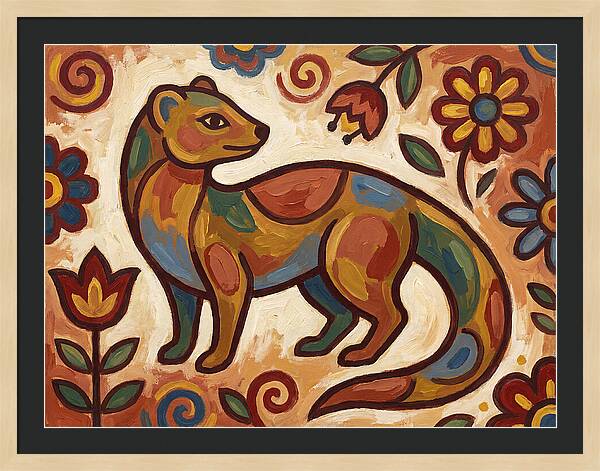 Mongoose In Vibrant Folk Art