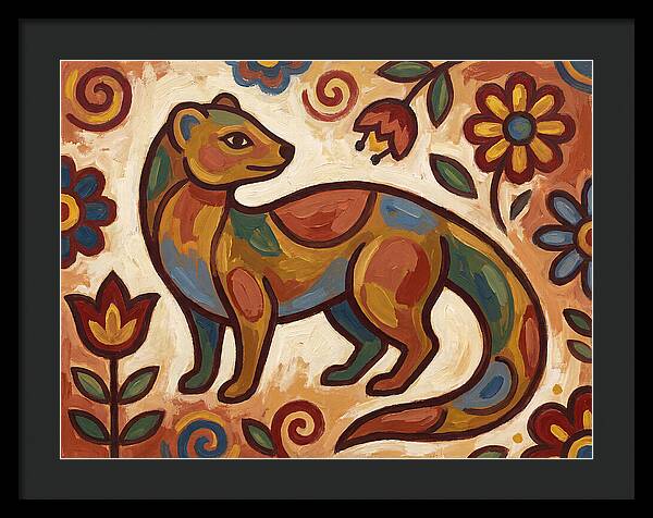 Mongoose In Vibrant Folk Art
