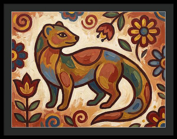 Mongoose In Vibrant Folk Art