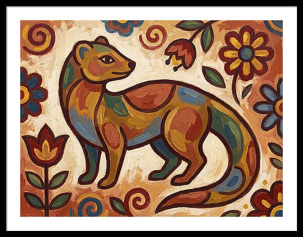 Mongoose In Vibrant Folk Art
