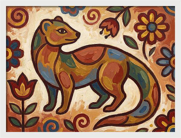 Mongoose In Vibrant Folk Art