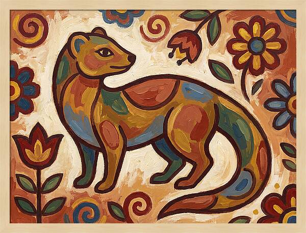Mongoose In Vibrant Folk Art
