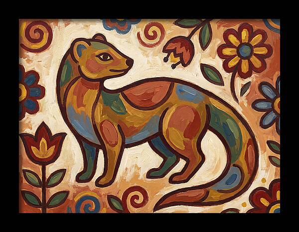Mongoose In Vibrant Folk Art