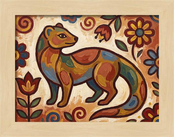 Mongoose In Vibrant Folk Art