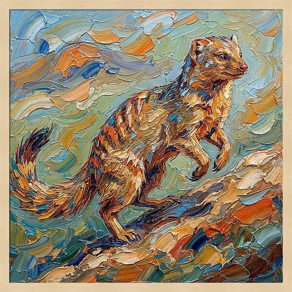 Mongoose In Vibrant Palette Knife Style