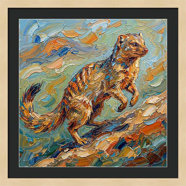 Mongoose In Vibrant Palette Knife Style