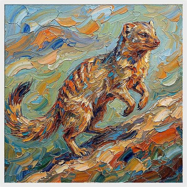Mongoose In Vibrant Palette Knife Style