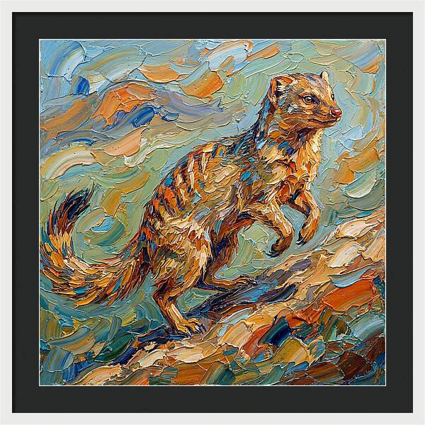 Mongoose In Vibrant Palette Knife Style