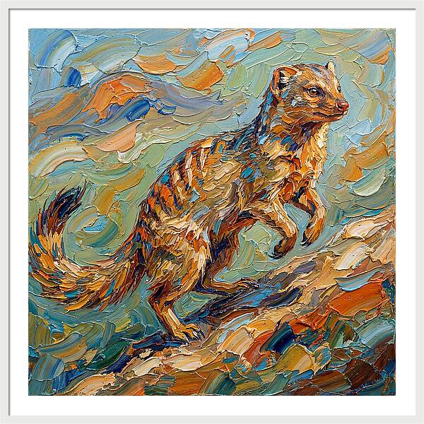Mongoose In Vibrant Palette Knife Style