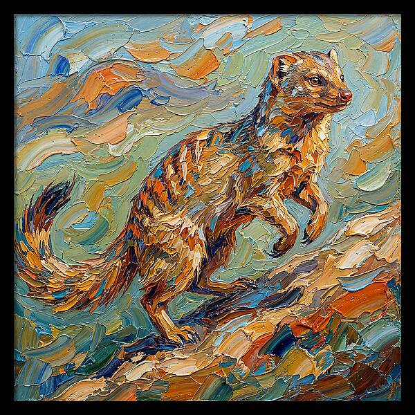 Mongoose In Vibrant Palette Knife Style