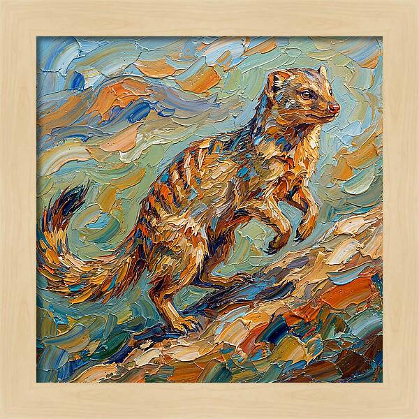 Mongoose In Vibrant Palette Knife Style