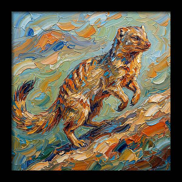 Mongoose In Vibrant Palette Knife Style