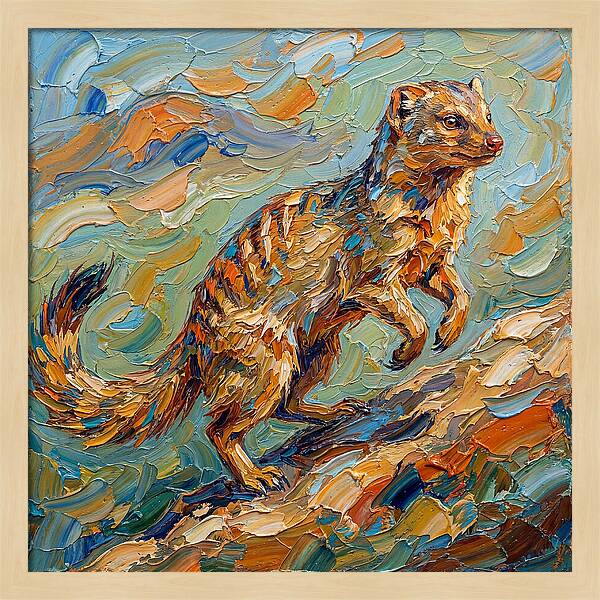 Mongoose In Vibrant Palette Knife Style