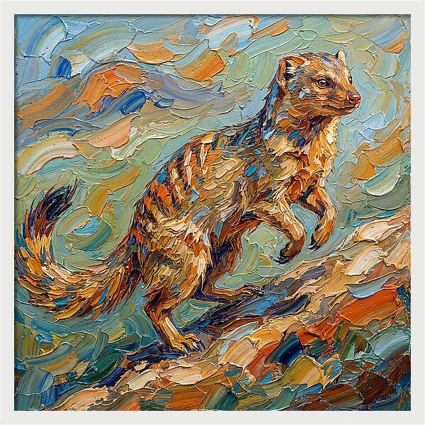 Mongoose In Vibrant Palette Knife Style