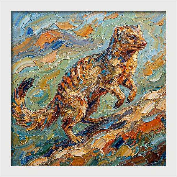 Mongoose In Vibrant Palette Knife Style