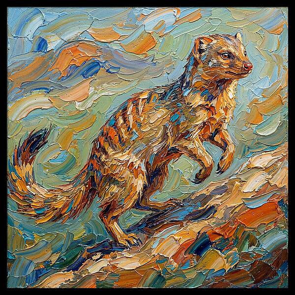 Mongoose In Vibrant Palette Knife Style