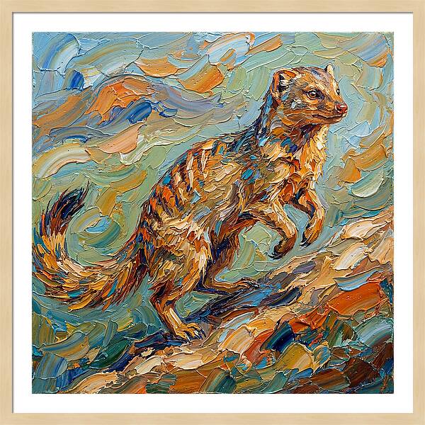 Mongoose In Vibrant Palette Knife Style