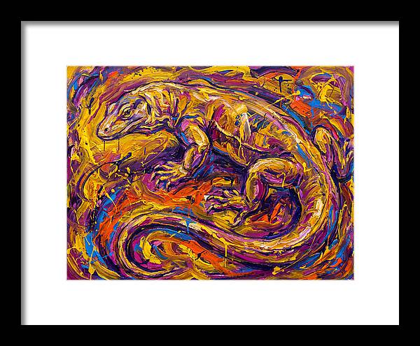 Monitor Lizard In Vibrant Swirls