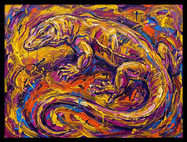 Monitor Lizard In Vibrant Swirls