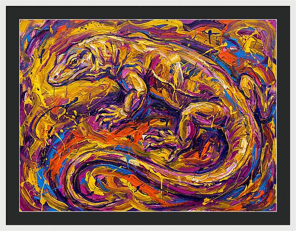 Monitor Lizard In Vibrant Swirls