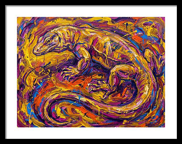 Monitor Lizard In Vibrant Swirls