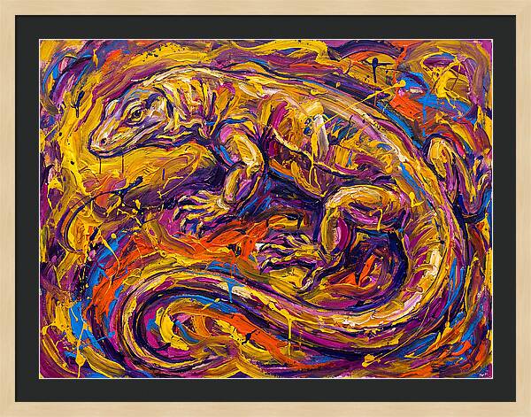 Monitor Lizard In Vibrant Swirls