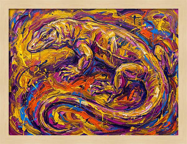Monitor Lizard In Vibrant Swirls