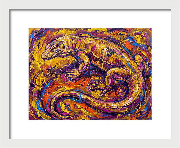 Monitor Lizard In Vibrant Swirls
