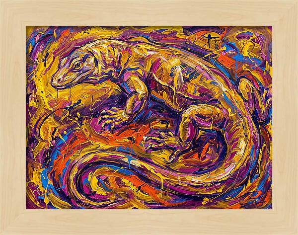 Monitor Lizard In Vibrant Swirls