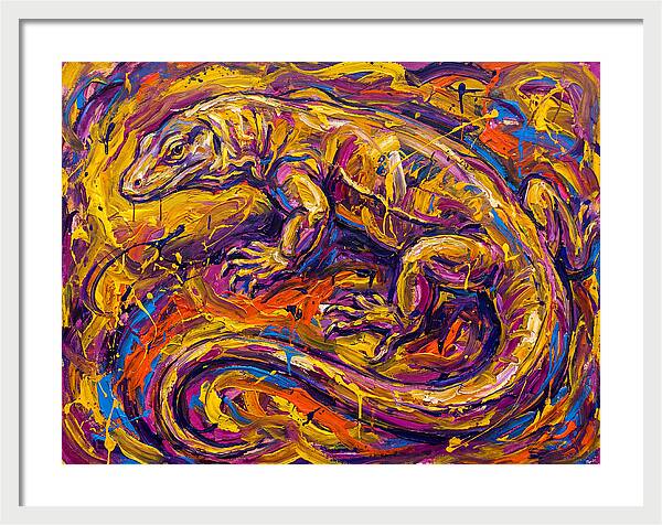 Monitor Lizard In Vibrant Swirls