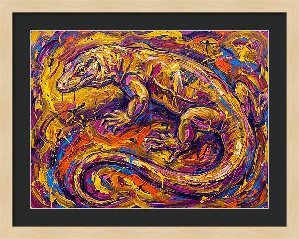 Monitor Lizard In Vibrant Swirls