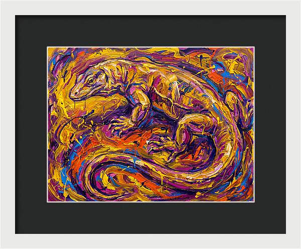 Monitor Lizard In Vibrant Swirls