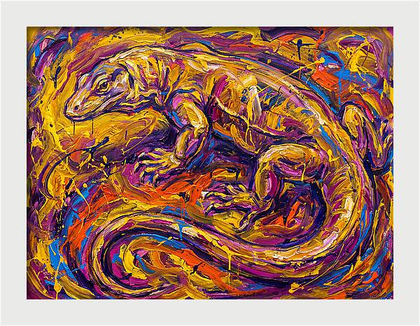 Monitor Lizard In Vibrant Swirls