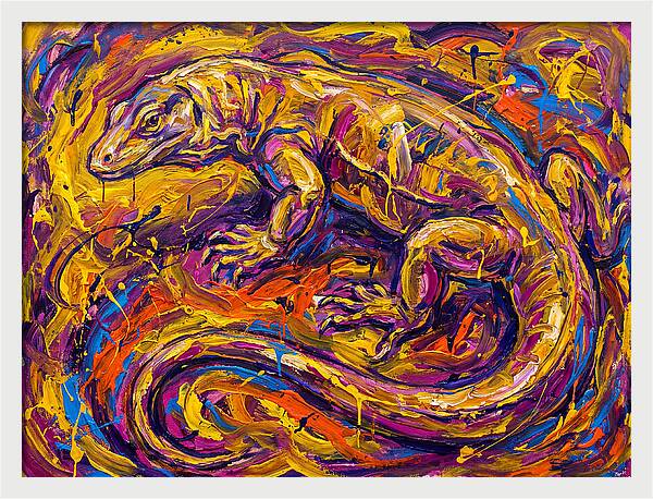 Monitor Lizard In Vibrant Swirls