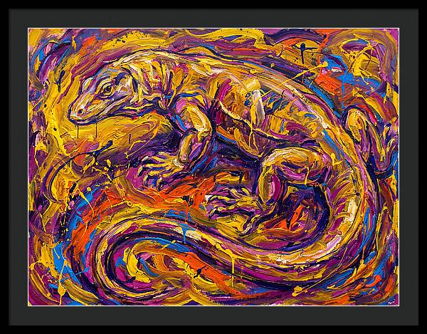 Monitor Lizard In Vibrant Swirls