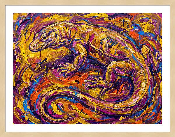 Monitor Lizard In Vibrant Swirls