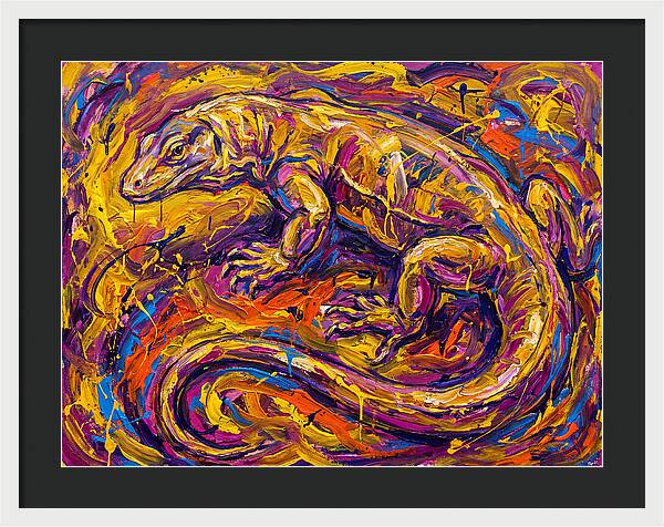 Monitor Lizard In Vibrant Swirls