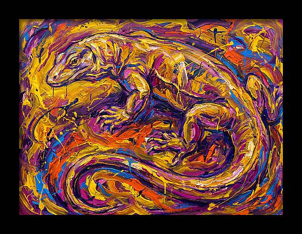 Monitor Lizard In Vibrant Swirls