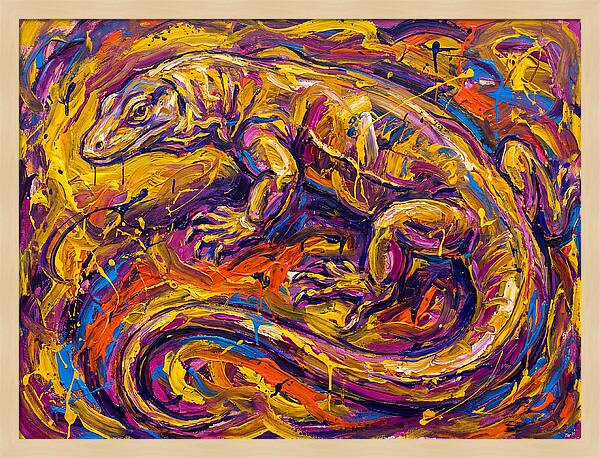 Monitor Lizard In Vibrant Swirls