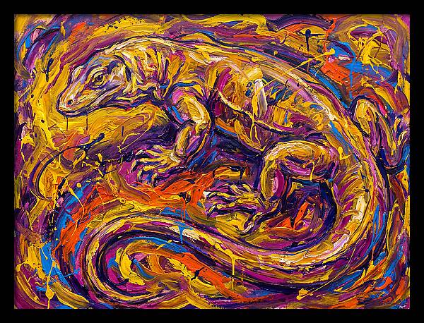 Monitor Lizard In Vibrant Swirls
