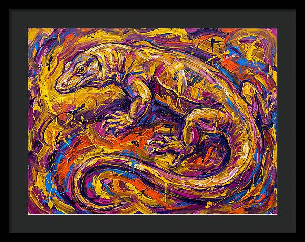 Monitor Lizard In Vibrant Swirls