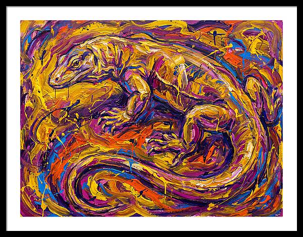 Monitor Lizard In Vibrant Swirls