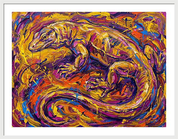 Monitor Lizard In Vibrant Swirls