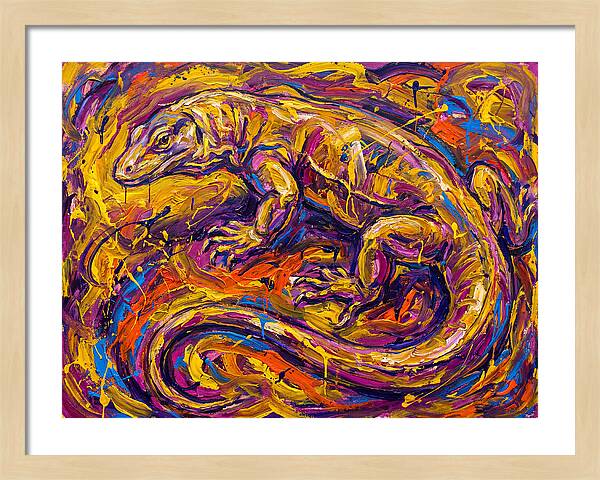 Monitor Lizard In Vibrant Swirls