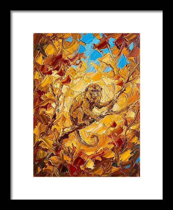Monkey Among Autumn Leaves