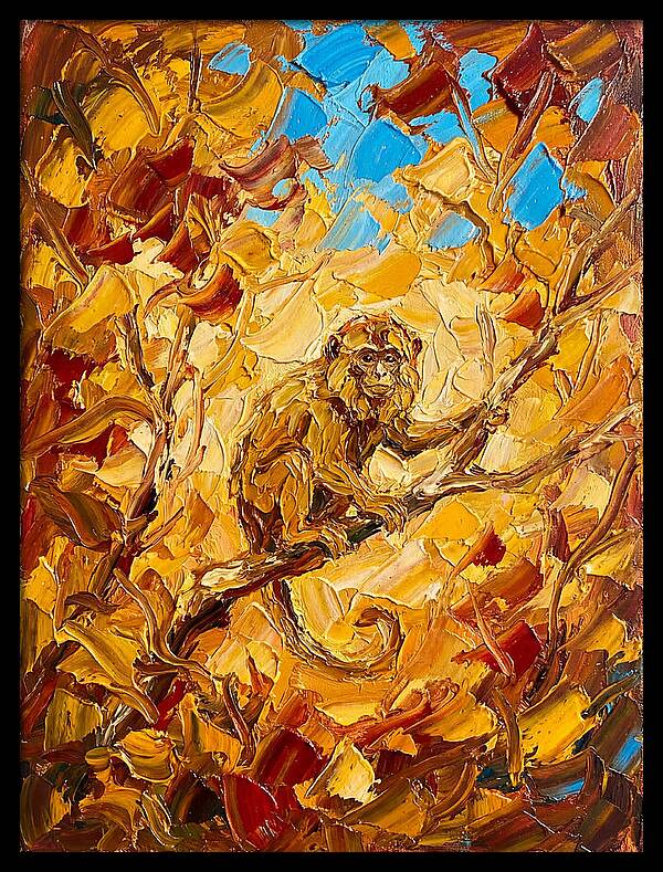 Monkey Among Autumn Leaves