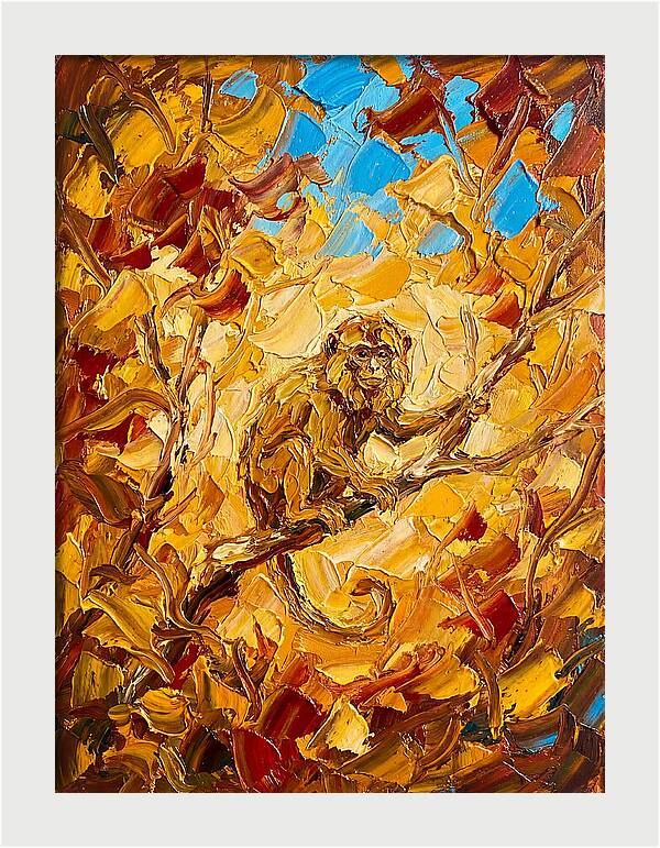 Monkey Among Autumn Leaves